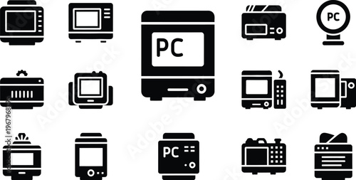 Personal computer and monitor display icon set