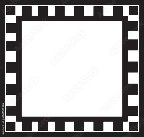 Film strip border, black and white frame, vector movie frame, photo border template
