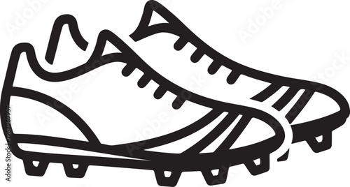 Black and white football cleats, athletic shoes, sports equipment, vector icons