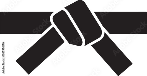 Black belt, martial arts, karate, taekwondo, judo, vector icon, simple design, minimalist style