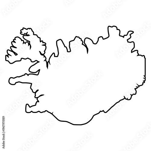Iceland White Map with Black Outline