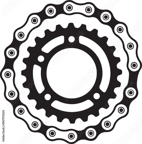 Black bicycle chainring, gear wheel, bike sprocket, cycling component