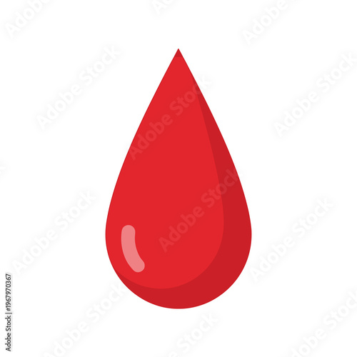 Glossy Red Blood Drop Icon Isolated Medical Donation Symbol Illustration