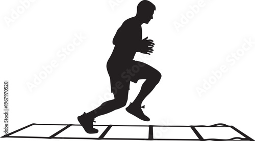 Agility ladder, athletic training, sports performance, fitness drill, exercise silhouette