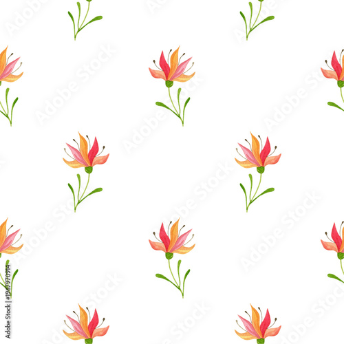 Beautiful watercolor flower seamless pattern for background, fabric, textile, fashion, wallpaper, wedding, banner, sticker, decoration etc.