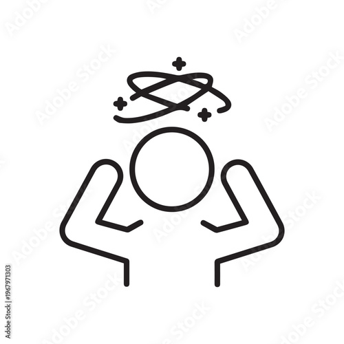 dizziness icon, headache person, feeling dizzy, vertigo discomfort, thin line symbol - editable stroke vector illustration
