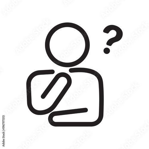 Simple troubled person icon. Questioning person. Vector.
