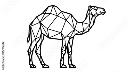 Minimalist Geometric Camel Vector | Modern Polygon Desert Animal Icon and Travel Symbol