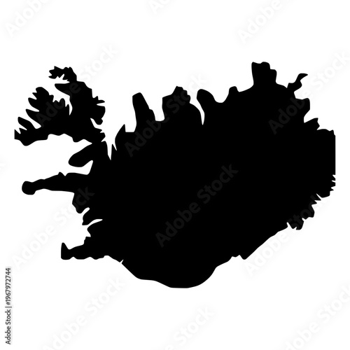 Iceland Black Map Flat Design