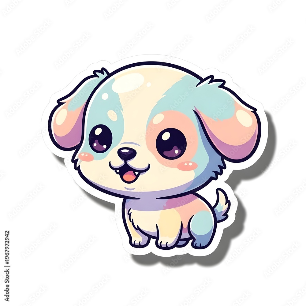 Obraz premium Playful Puppy Sticker 🐶🎾