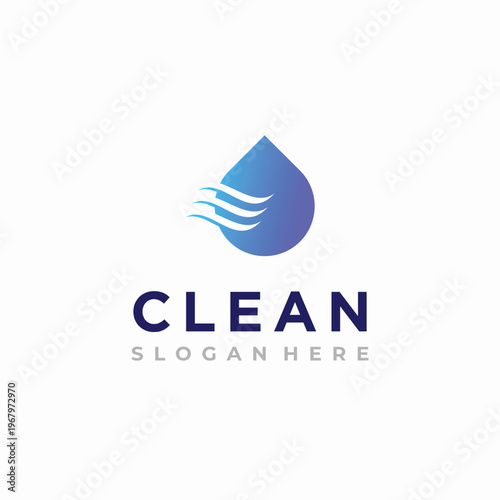 Clean Water Drop Logo Design for Cleaning Services and Products.
