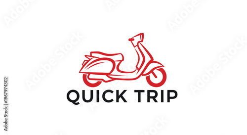 Quick Trip scooter logo, red outline, white background, transportation concept, simple design.