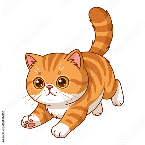 Cute ginger Exotic Shorthair kitten cartoon illustration