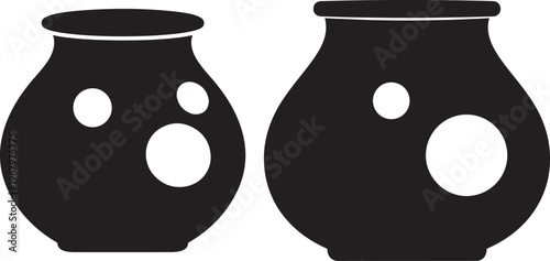 Pot icon Silhouette two vases with dots isolated on white background.