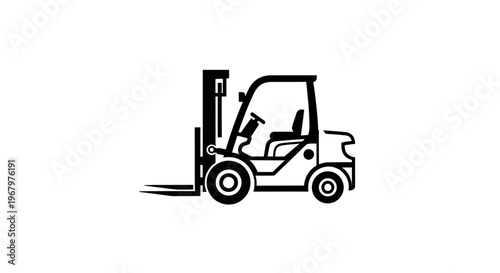 Forklift Truck Vector Icon Illustration for Industrial Warehouse Logistics and Cargo Handling