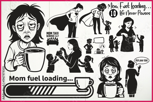 Mom fuel loading with coffee for daily life energy boost