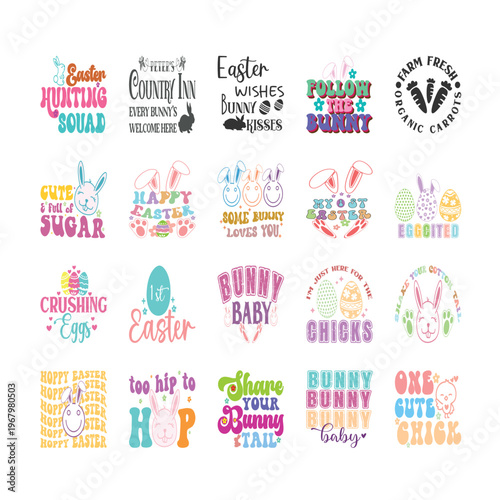 Playful Spring Bunny Graphics Pack | Trendy Easter Quotes for T-Shirt & POD