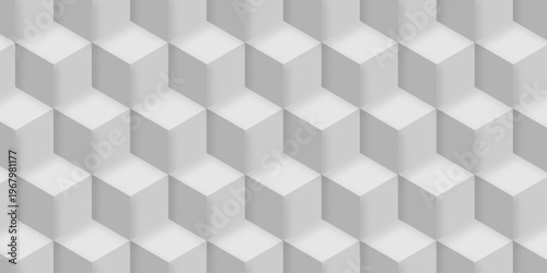Minimal wall decoration square white cubic square shape backdrop texture. cube geometric wall and floor vector diamond hexagon triangle wallpaper background.