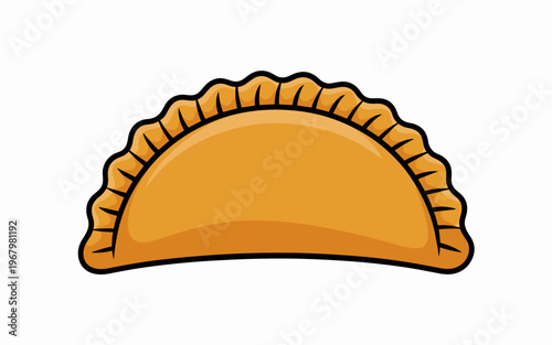 Fresh golden empanada isolated on a clean white background, traditional fried pastry snack or savory hand pie with rustic crimped crust, tasty Latin American street food appetizer for culinary menus d