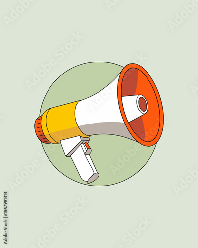 Minimalist vector megaphone illustration representing loud public announcement communication social activism marketing sales promotion broadcasting news alerts campaign awareness strategy alert icon d
