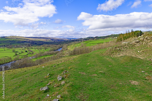 Mountain landscape with blue sky, in Teesdale.