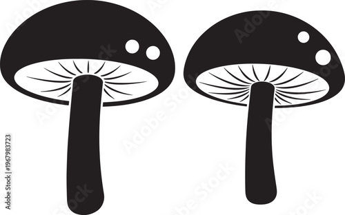 Silhouette icon of mushroom underside top view.