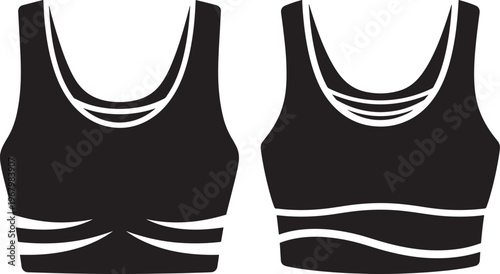 Sports bra icon silhouette front view isolated on white background.