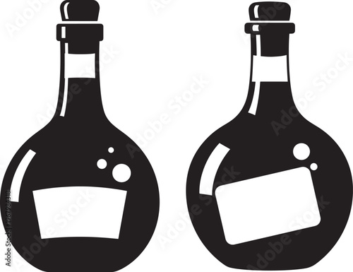 Potion bottle icon silhouette on white background.