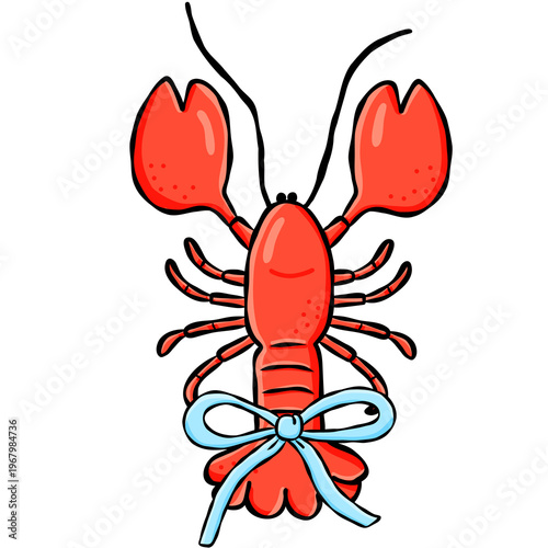 Cute hand drawn lobster doodle graphic element for beach summer