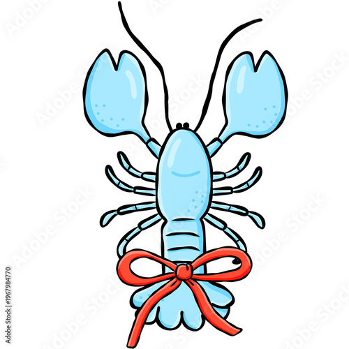 Cute hand drawn lobster doodle graphic element for beach summer