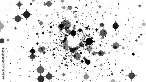 Abstract Particle Explosion on White Background Concept