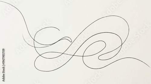 A dynamic line art abstract drawing features swirling curved lines.