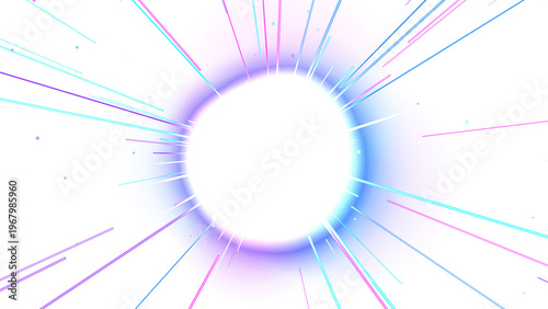 Foto Abstract Glowing Circle with Energy Lines Bursting