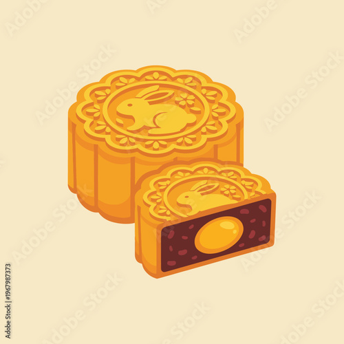 A beautifully crafted mooncake featuring a rabbit design, perfect for celebrating traditional festivals like the Mid-Autumn Festival, evoking feelings of harvest and reunion.