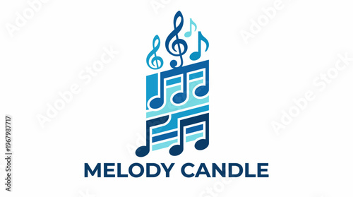 This artistic representation features a candle with musical notes, merging the concepts of light and sound to evoke a harmonious, calming atmosphere for art and music lovers.
