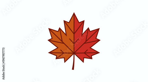 Geometric Maple Leaf Icon - Stylized Autumn Foliage Vector Isolated on White