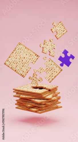 Puzzle pieces flying out of stack.