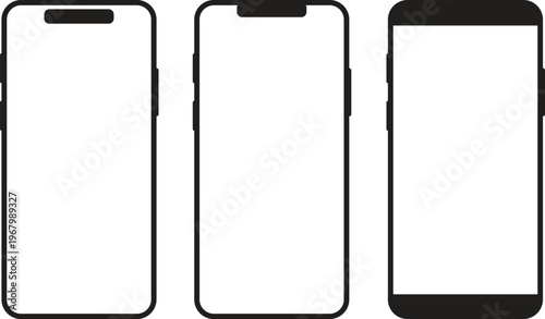 Mobile Screen Vector Set Smartphone Mockup Collection