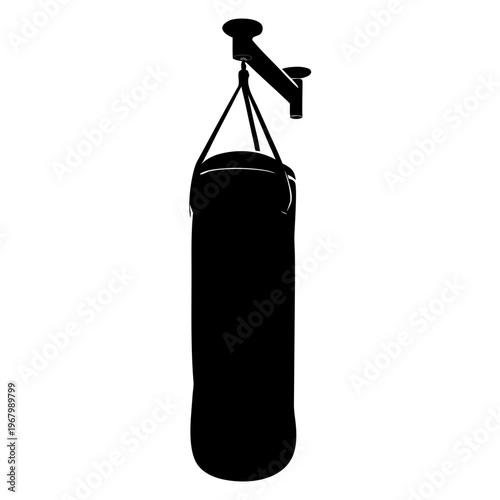 Boxing Punching Bag Silhouette Vector – Heavy Bag Black and White Icon Illustration