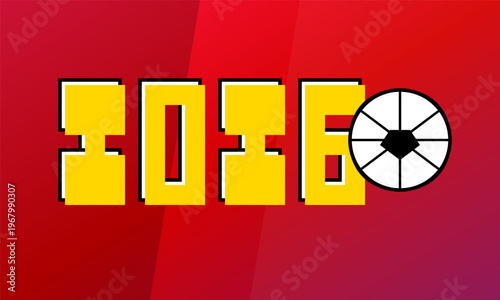 Hand-drawn vibrant yellow 2026 world soccer championship numbers on a bold red gradient background creating stylish authentic illustration