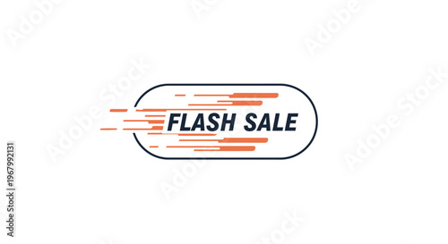 Flash sale banner with orange streaks.