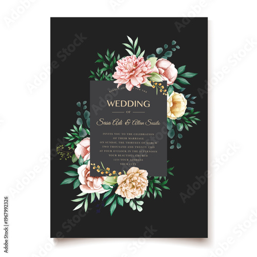 Elegant Wedding Invitation Card Template with Floral Design, Modern Luxury Wedding Invite, Printable Wedding Stationery
