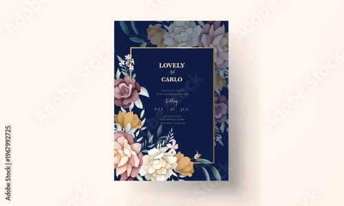 Elegant Wedding Invitation Card Template with Floral Design, Modern Luxury Wedding Invite, Printable Wedding Stationery
