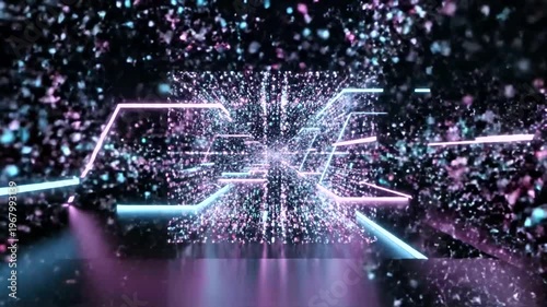 Futuristic neon abstract design with vibrant light effects