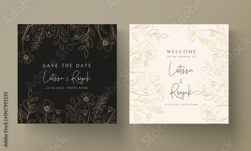 Elegant Wedding Invitation Card Template with Floral Design, Modern Luxury Wedding Invite, Printable Wedding Stationery