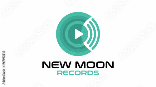 This image features a modern logo design for a record label, showcasing vibrant colors, a play button, and a clean, contemporary aesthetic perfect for music branding.