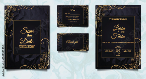 Elegant Wedding Invitation Card Template with Floral Design, Modern Luxury Wedding Invite, Printable Wedding Stationery