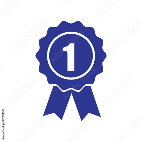 Blue award ribbon seal of excellence icon illustration element eps 10