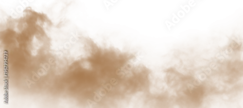 Panel kuchenny z motywem Dust, sand, soil, smoke cloud particles isolated on a clean transparent or white background. Brown sandstorm haze with dust explosion rising upward. Perfect design elements for compositing, overlays,