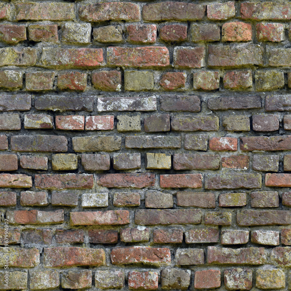 Obraz premium Distressed Rustic Brick Wall Texture with Weathered Surface and Vintage Aesthetic